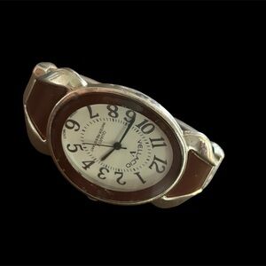 Vellacio Silver And Brown Tone Women’s Cuff Watch